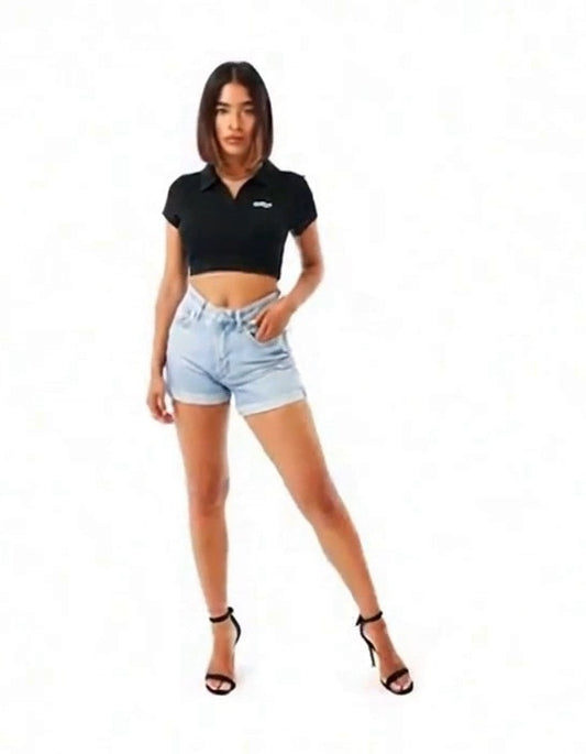 Zillyz Lapel Crop Top