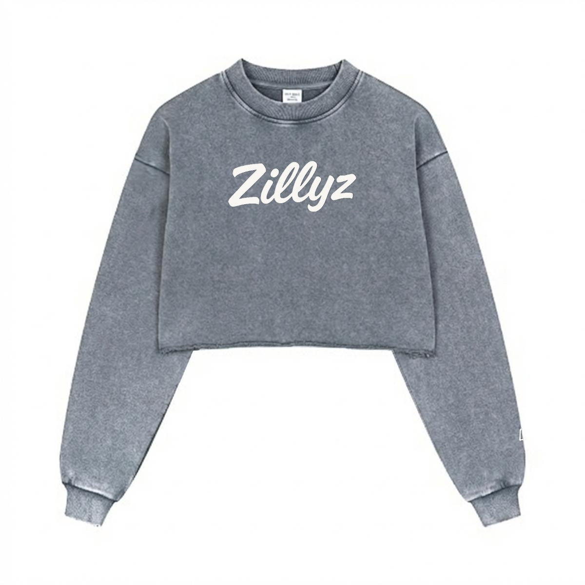 Zillyz Logo Cropped Distressed Sweatshirt|