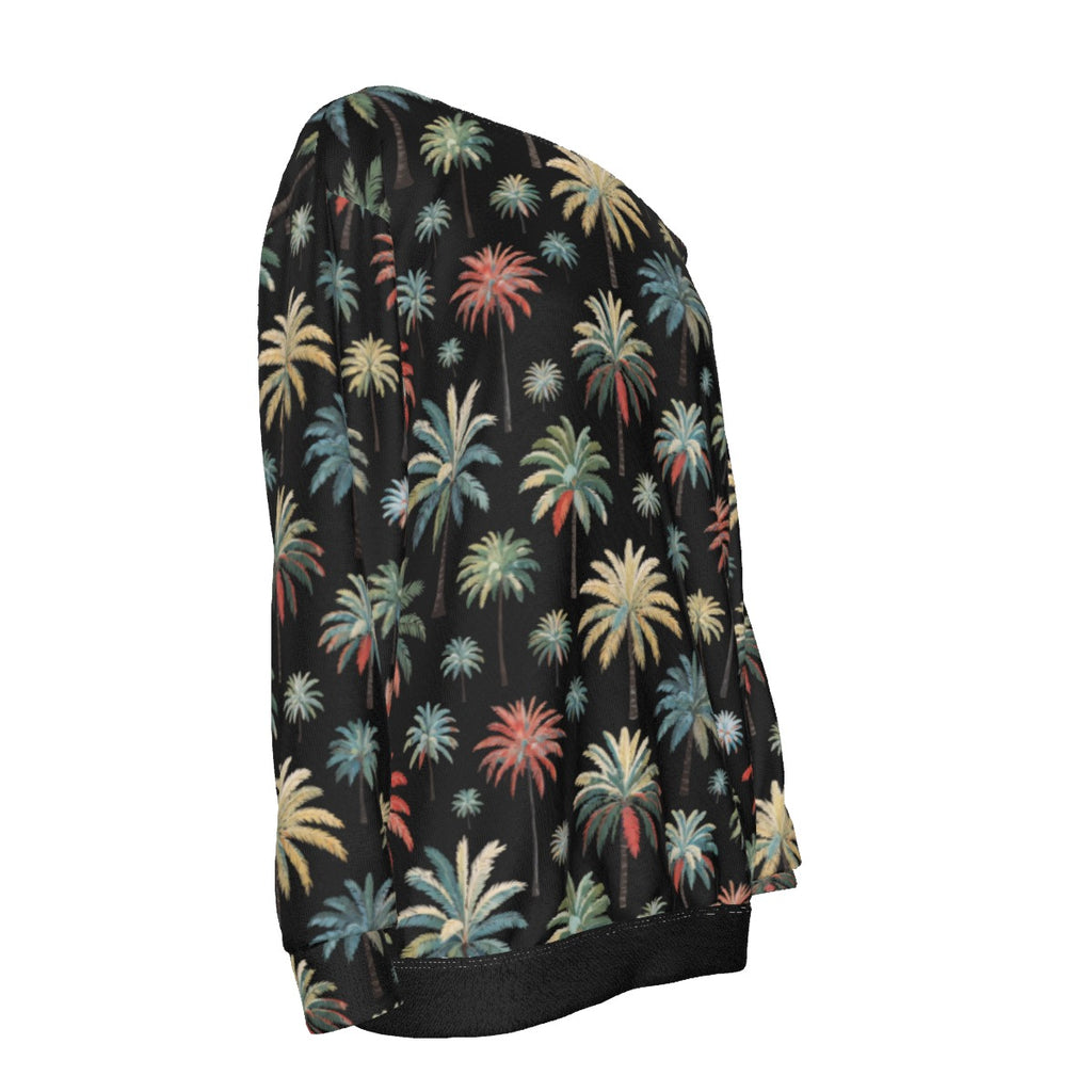 Zillyz Palm-Tree Off-Shoulder Sweatshirt