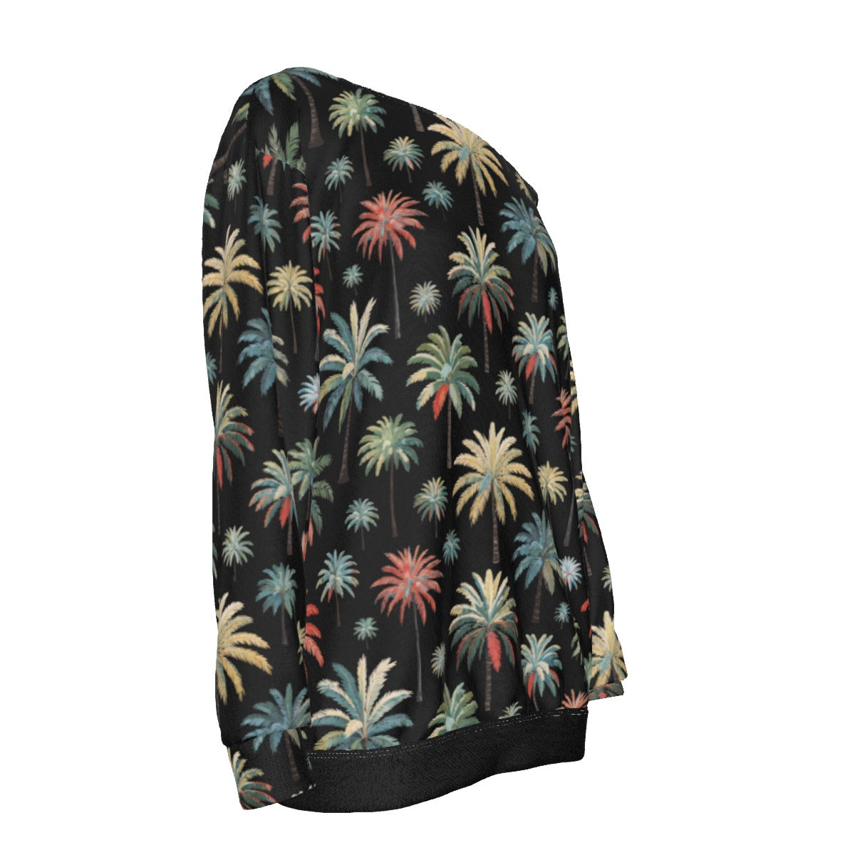 Zillyz Palm-Tree Off-Shoulder Sweatshirt