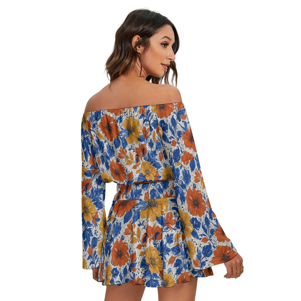 Off-shoulder Top And Skirt Set
