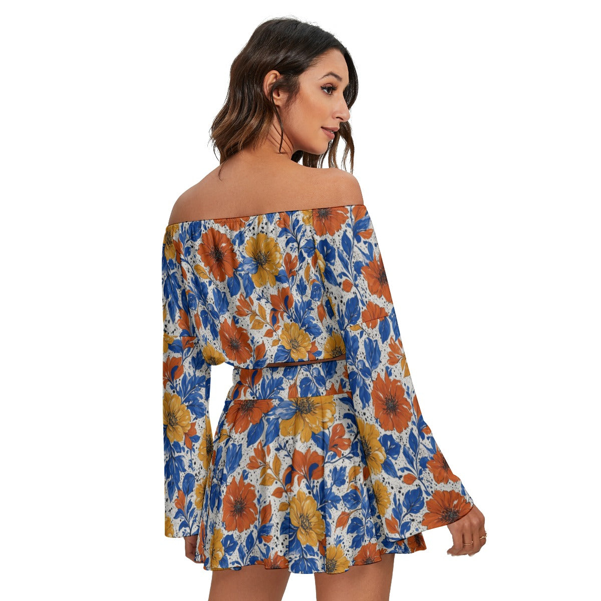 Off-shoulder Top And Skirt Set