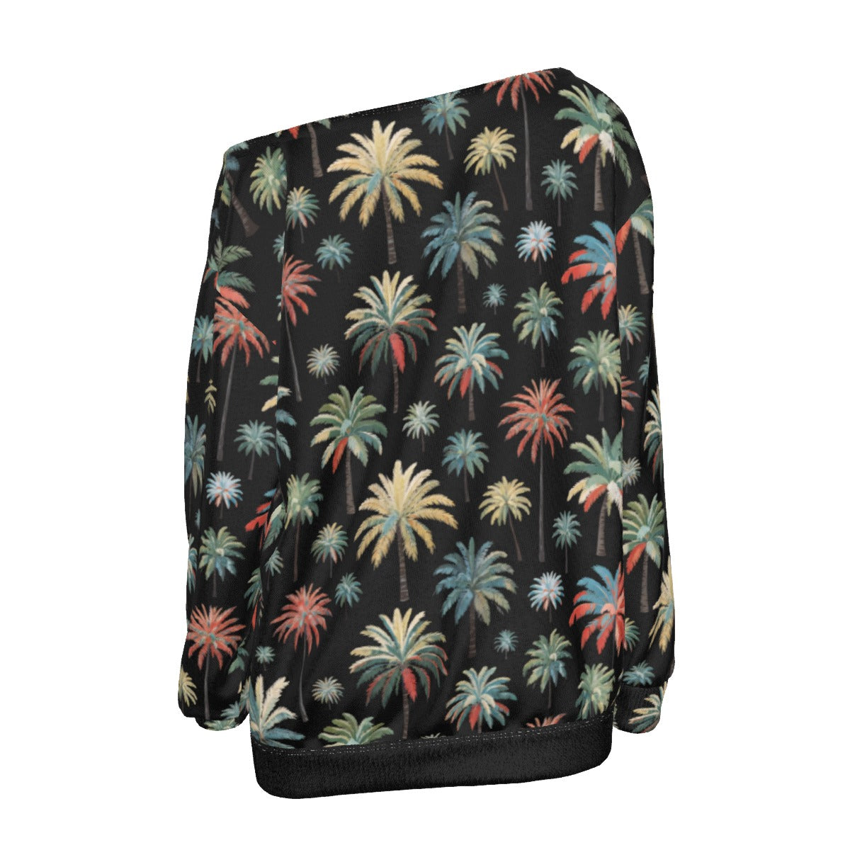 Zillyz Palm-Tree Off-Shoulder Sweatshirt