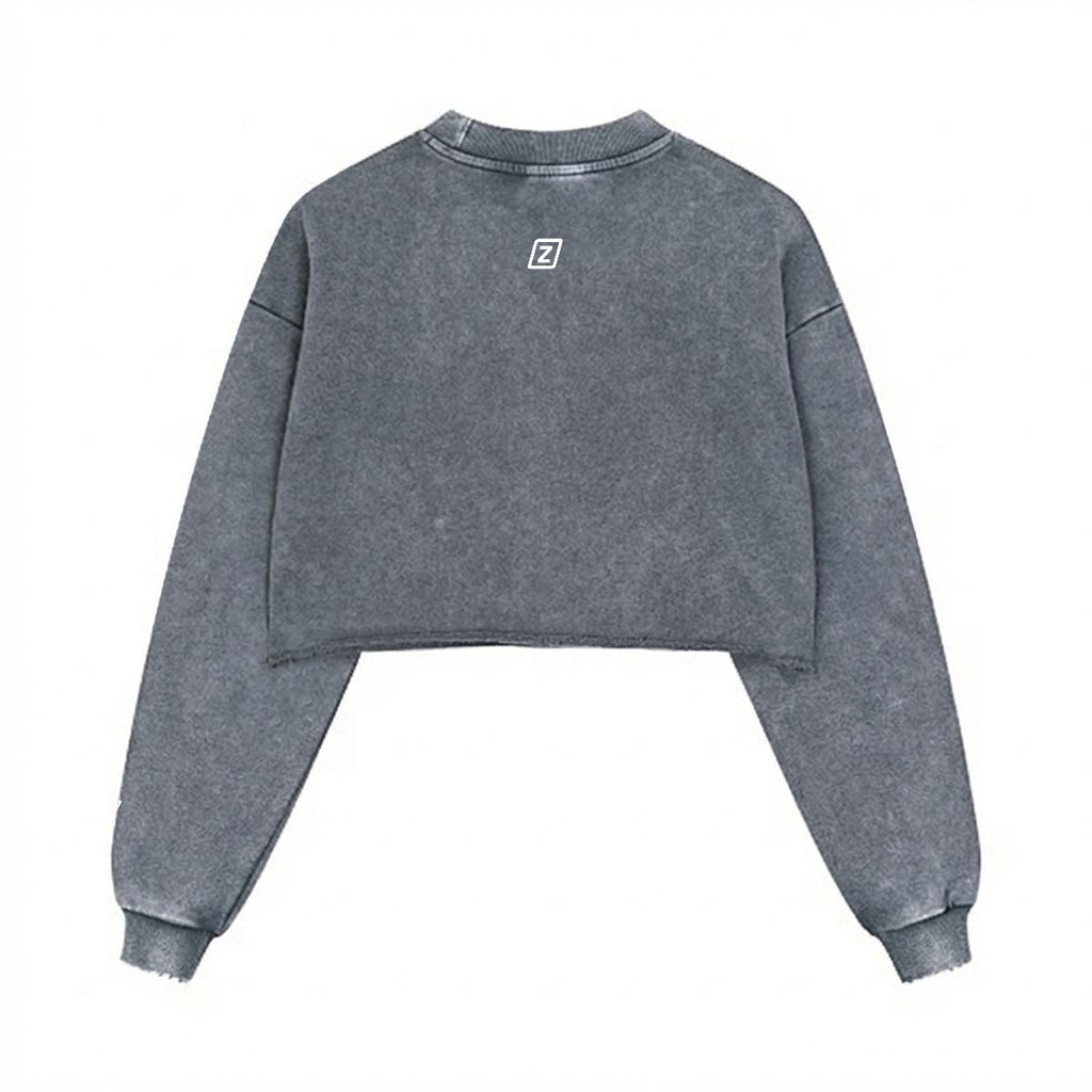 Zillyz Logo Cropped Distressed Sweatshirt|