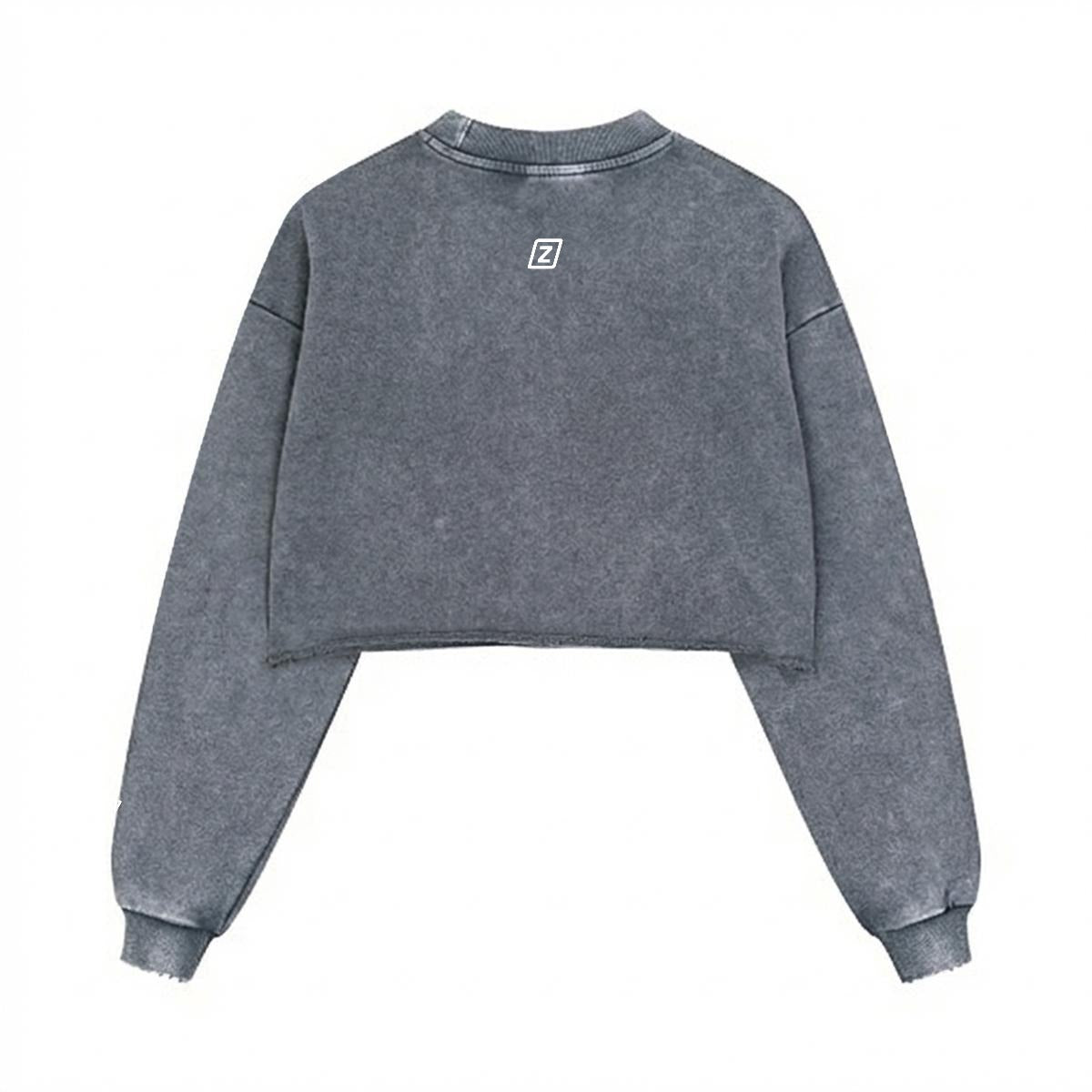 Zillyz Logo Cropped Distressed Sweatshirt|