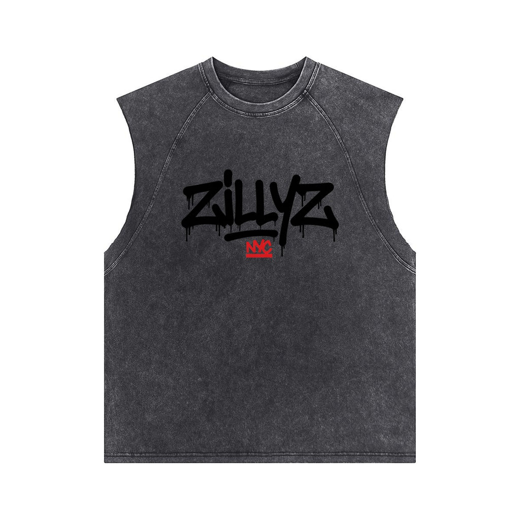 Zillyz Washed Sleeveless Muscle Tank Top