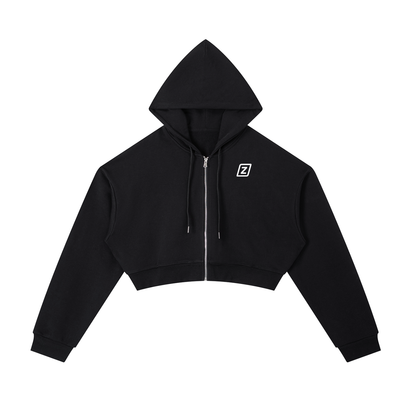Zillyz Cropped Zip-Up Hoodie