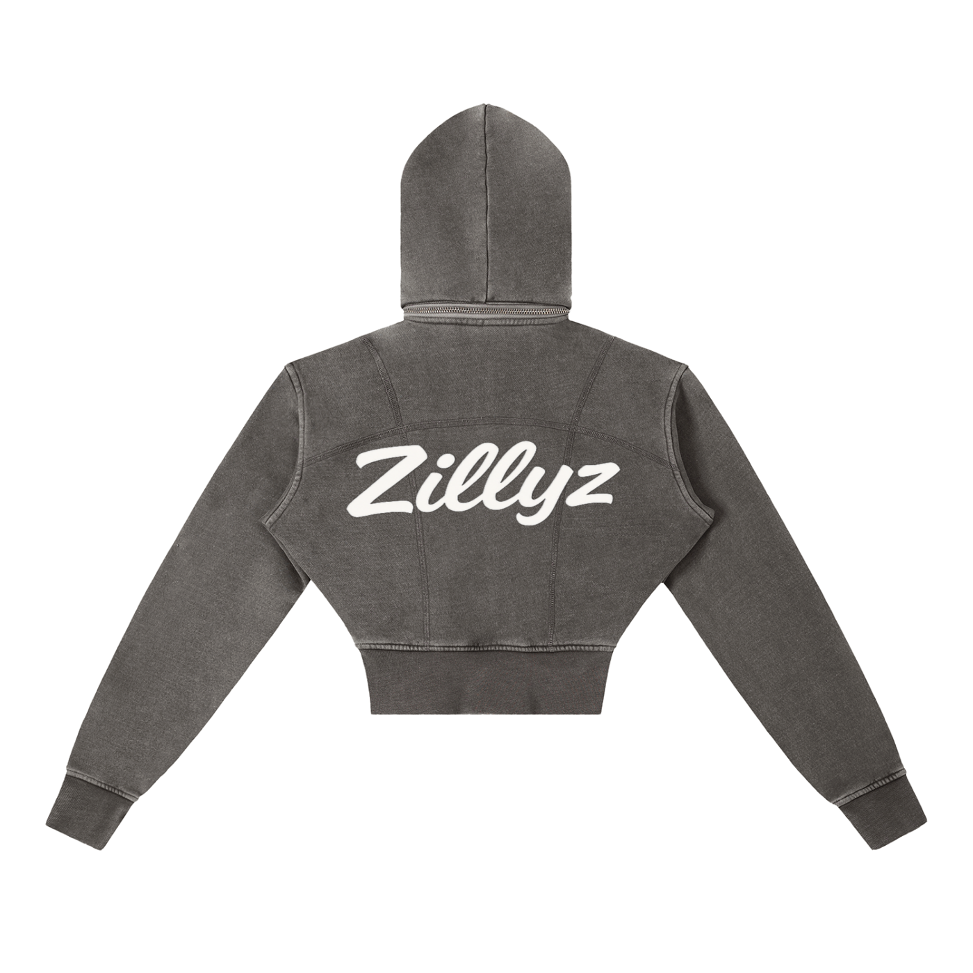 Zillyz Washed Cropped Fleece Hoodie