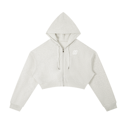 Zillyz Cropped Zip-Up Hoodie
