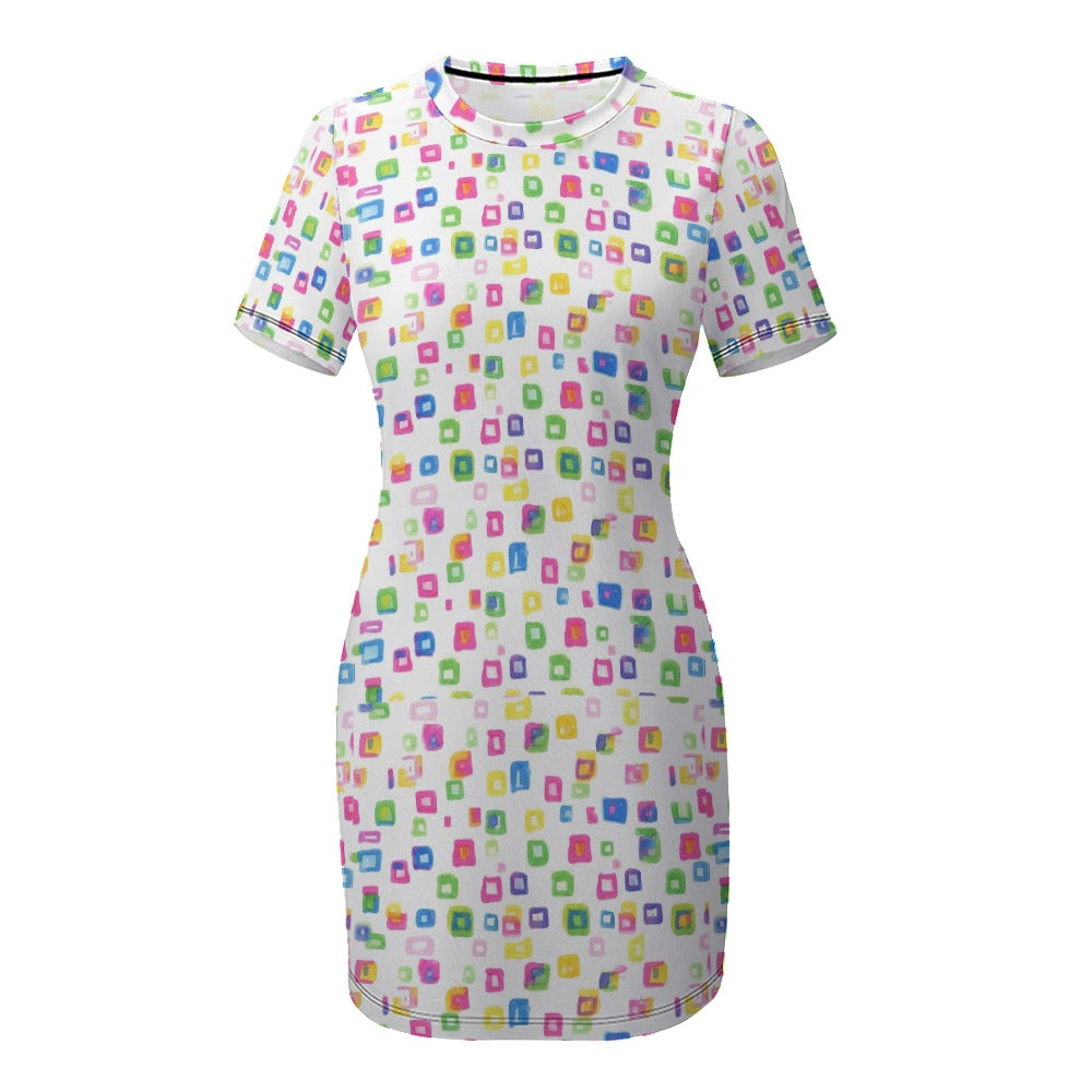 Zillyz Crew Neck Short Sleeve Dress