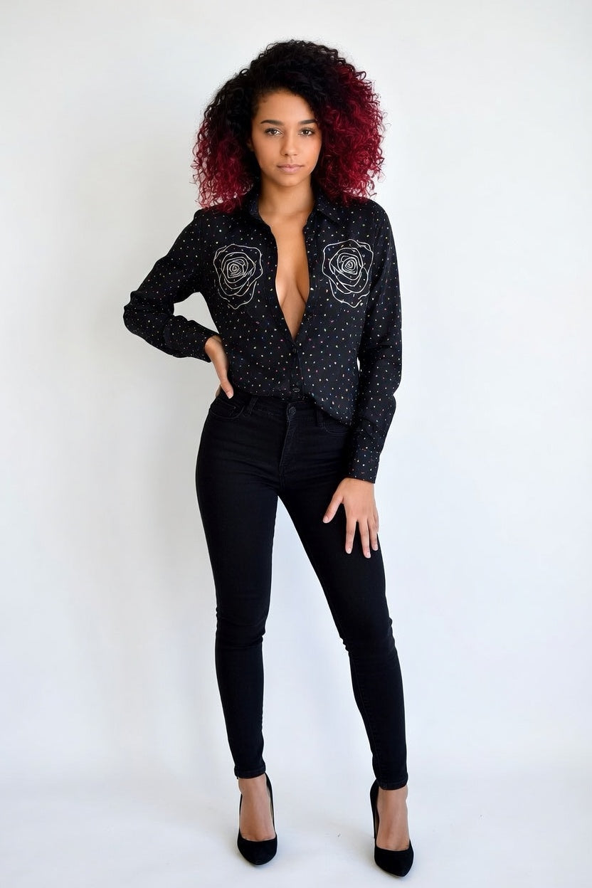 Zillyz Metallic Bloom Shirt
