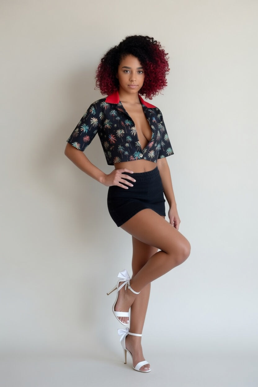 Zillyz Palm-Tree Cropped Jacket