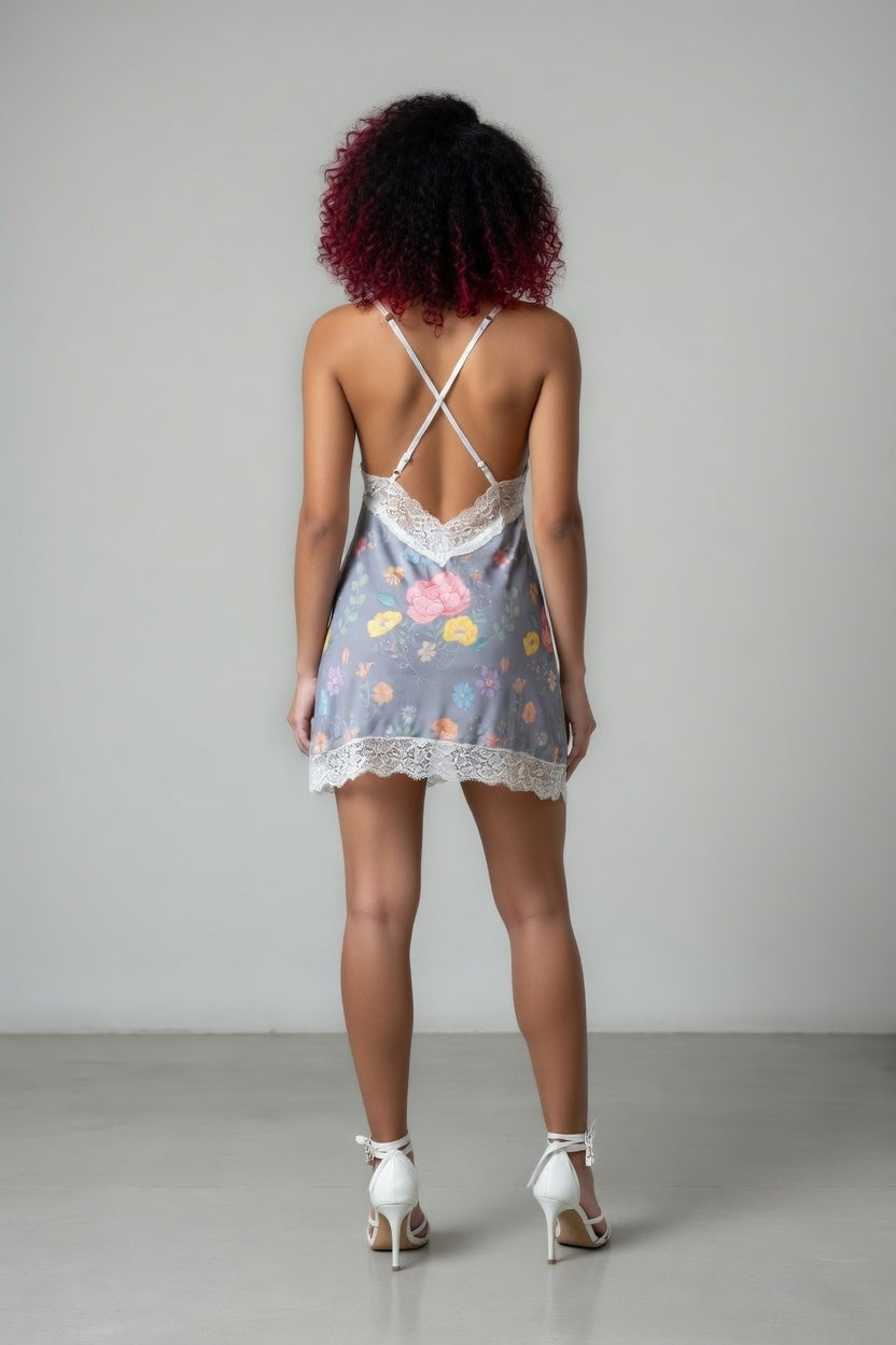Zillyz Floral Cami Lace Edge Dress