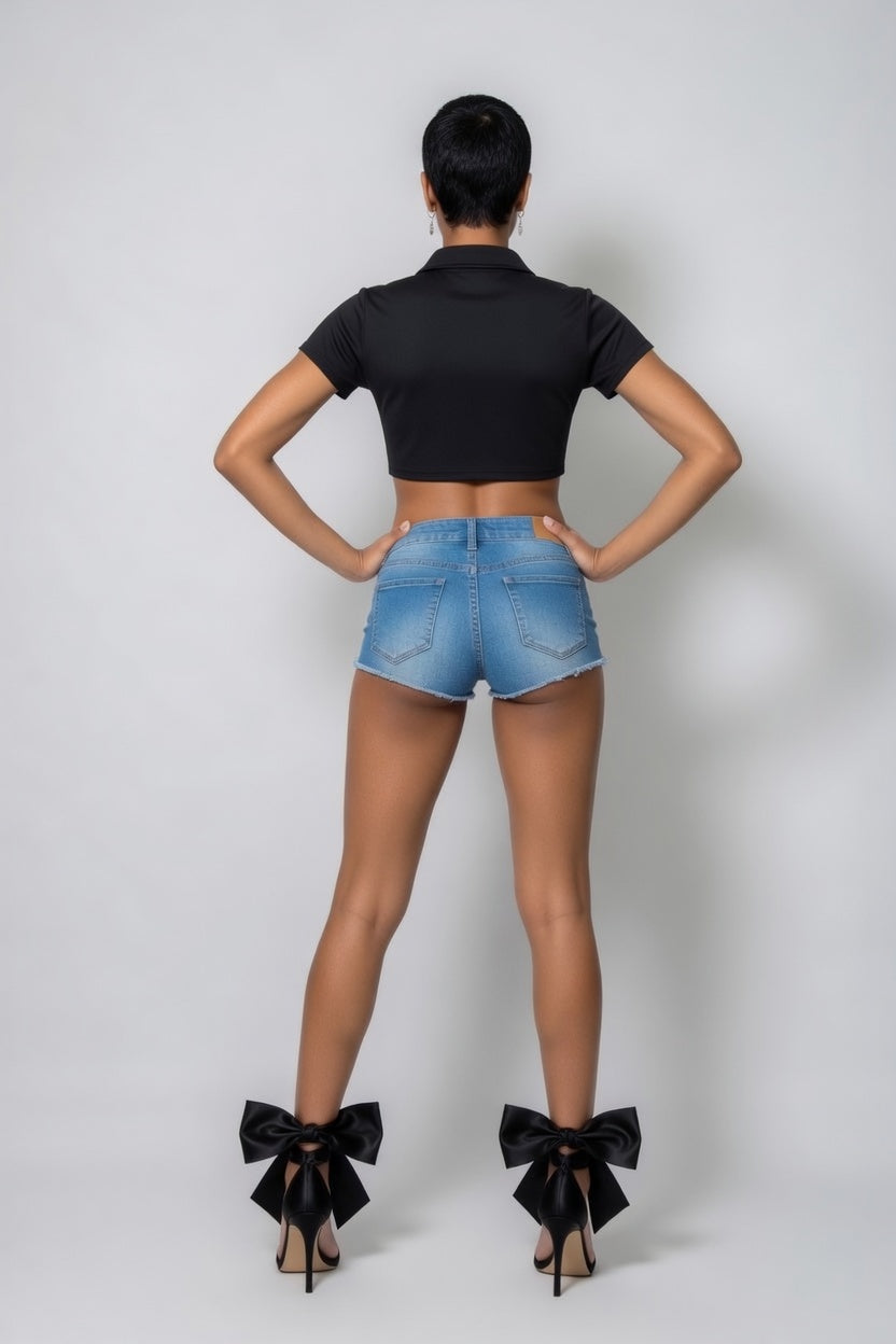 Zillyz Lapel Crop Top