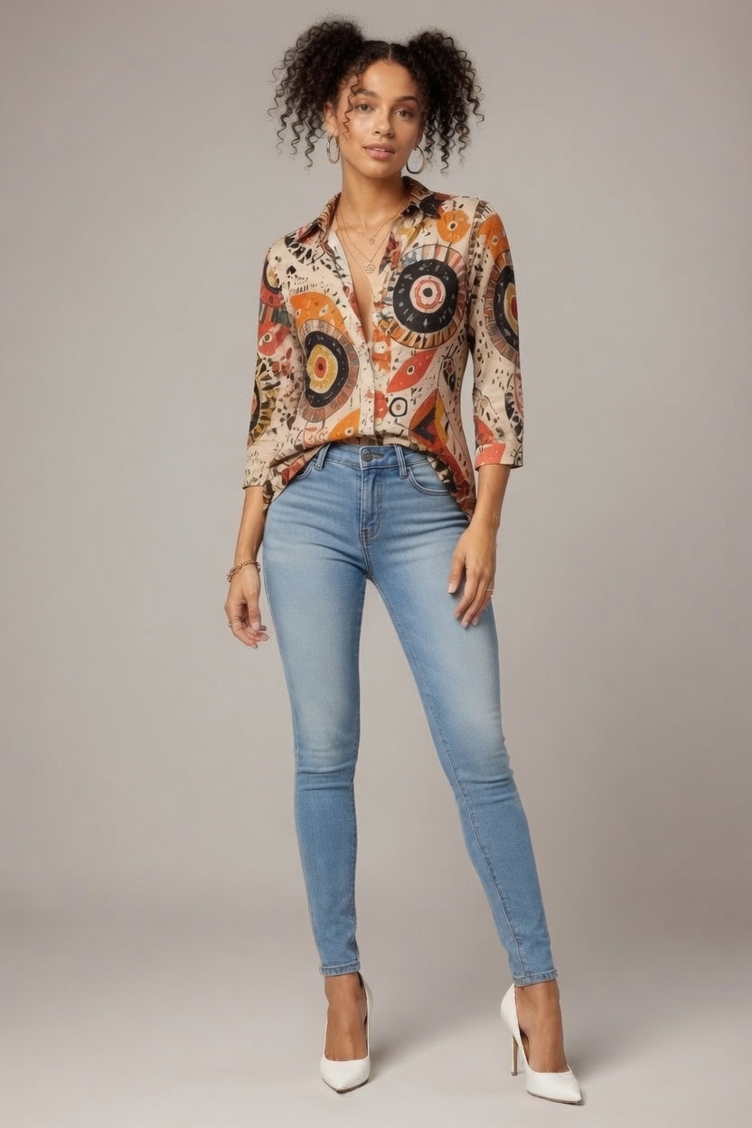 Zillyz Boho Folk Art Blouse