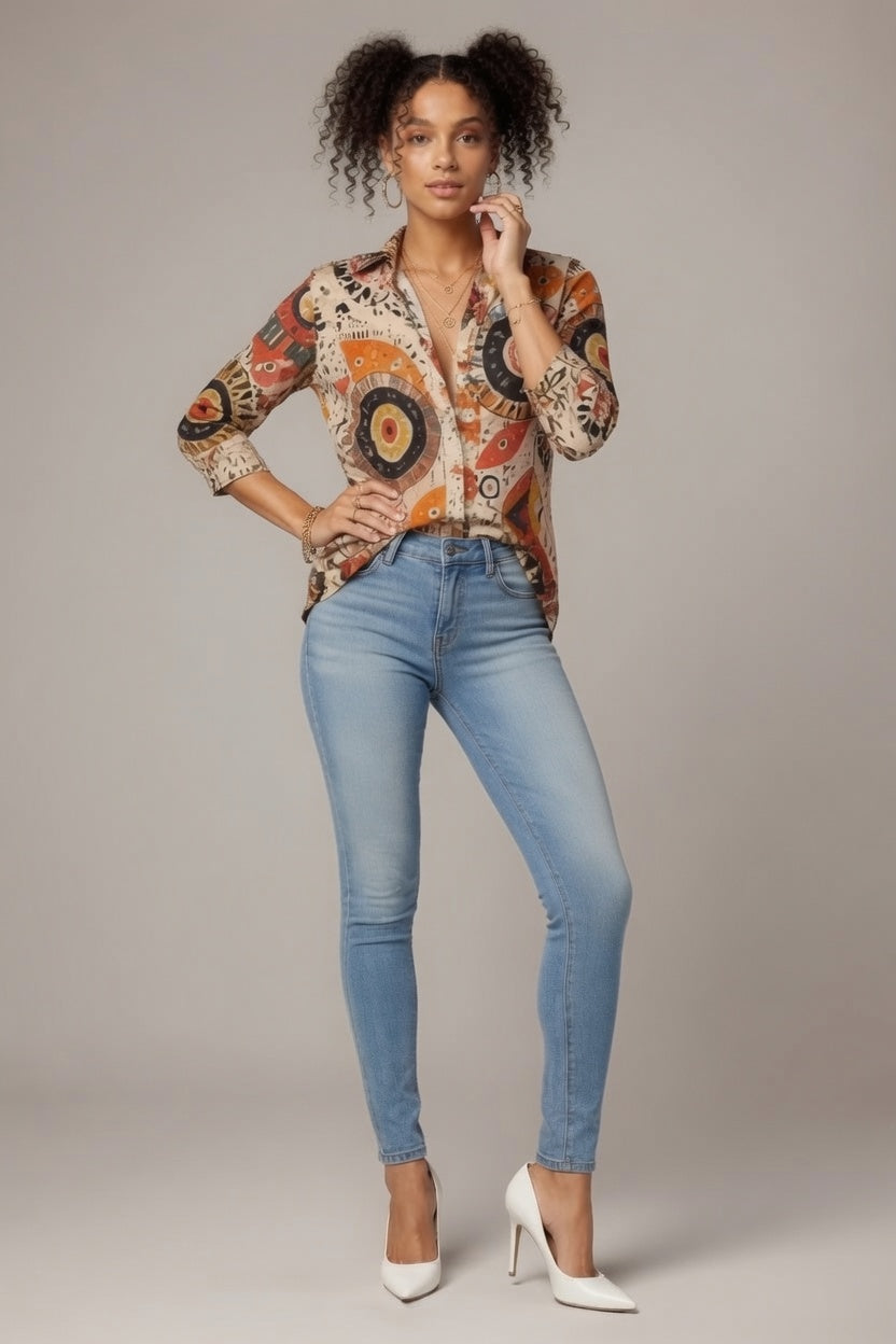 Zillyz Boho Folk Art Blouse