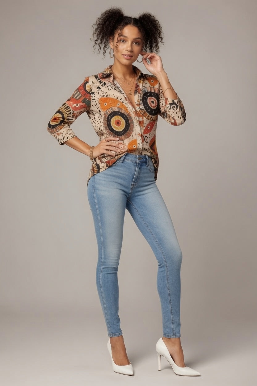 Zillyz Boho Folk Art Blouse