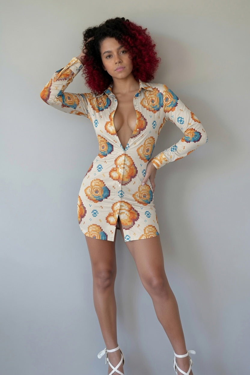 Zillyz Digital Petal Pop Shirt Dress