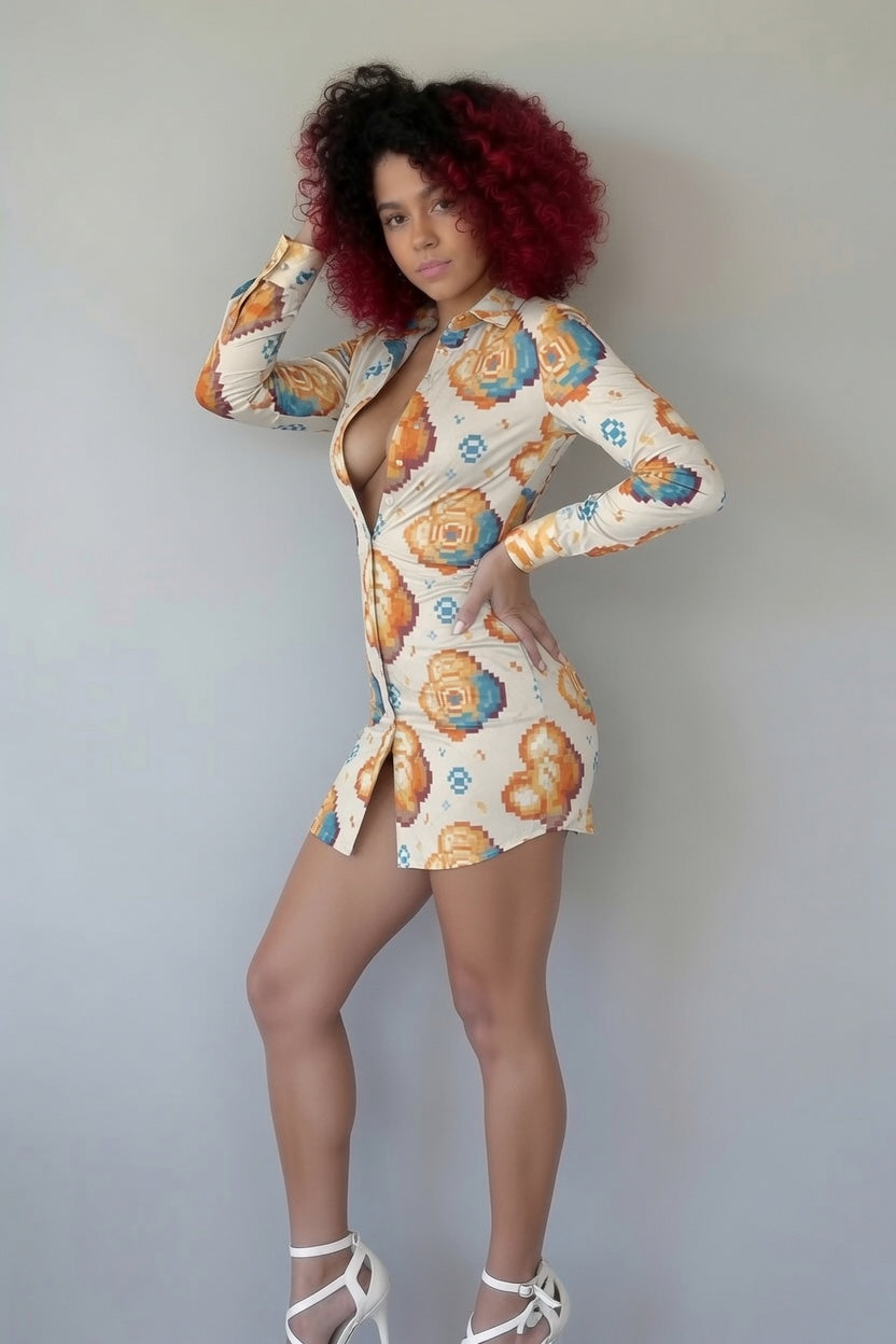 Zillyz Digital Petal Pop Shirt Dress