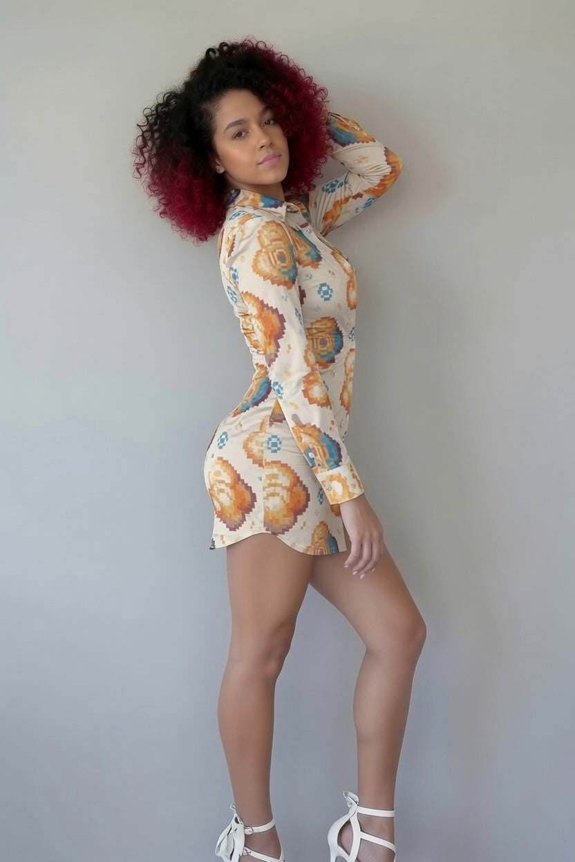 Zillyz Digital Petal Pop Shirt Dress