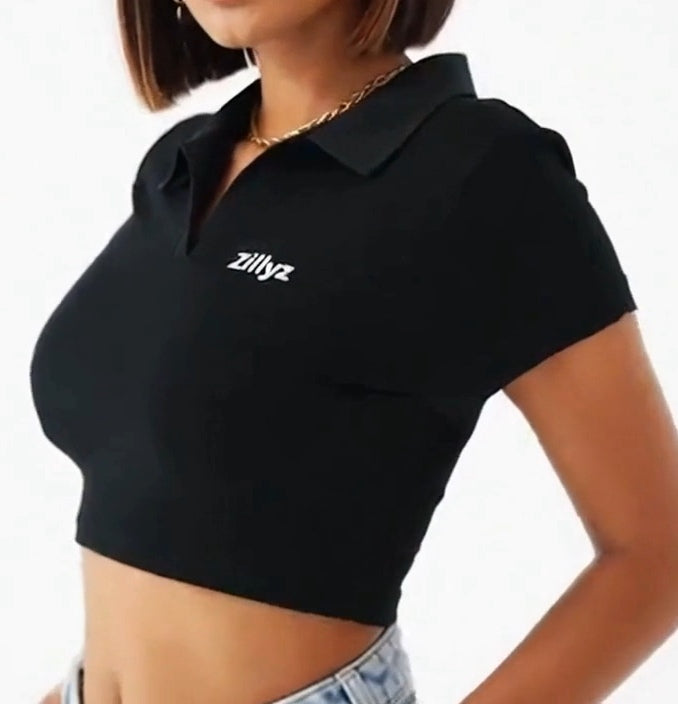 Zillyz Lapel Crop Top