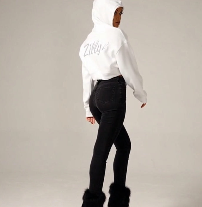 Zillyz Cropped Zip-Up Hoodie