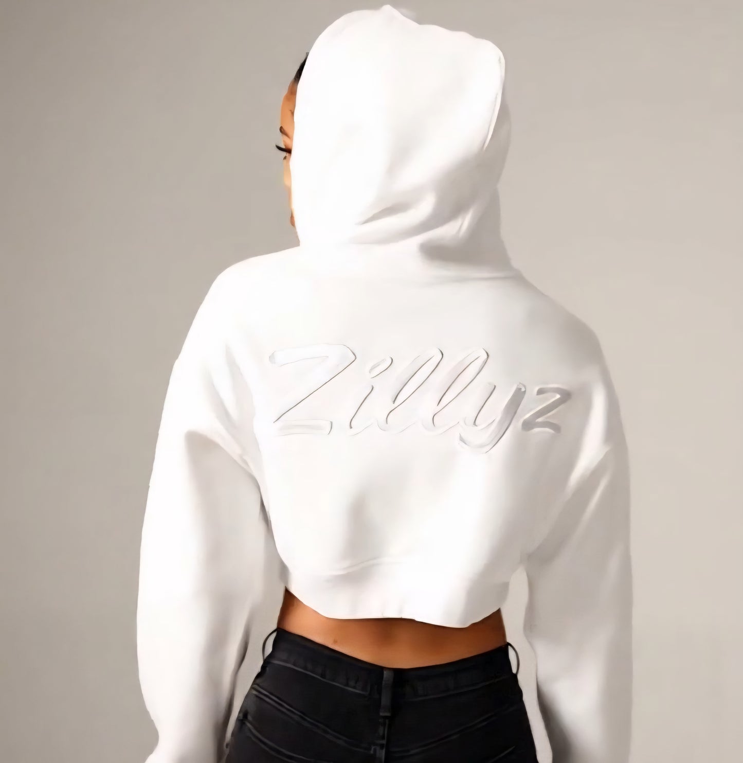 Zillyz Cropped Zip-Up Hoodie